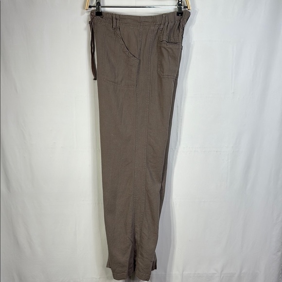 🦅 the vintage twin Brown linen blend Wide Leg Pants with Drawstring Waist - Picture 6 of 8